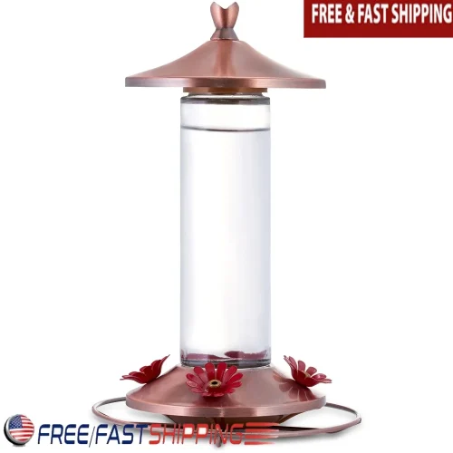 Copper Glass Hummingbird Feeder