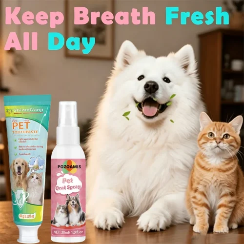 Pet Toothpaste and Oral Spray, Remove Tartar and Keep Breath Fresh. Primarily Designed for Pets of All Ages.