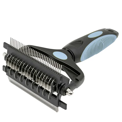 3 in 1 Pet Grooming Hair Brush Dog Deshedding Remover Double Sided Shedding Comb with Stainless Steel Teeth Fur Knot Cutter