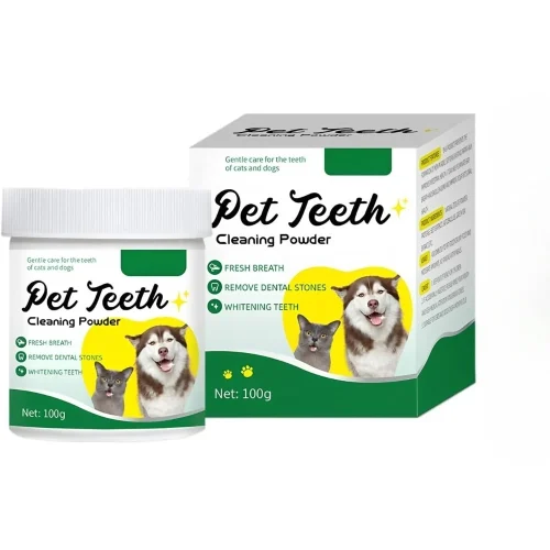 100g Pet Tooth Powder for Dog Cat Teeth Cleaning Dental Freshener with Probiotics for Bad Breath Plaque Tartar Oral Hygiene